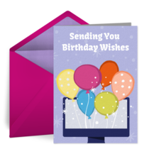 Virtual Birthday Bunch Balloons card image